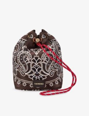 SANDRO: Bandana Woven Bucket Bag