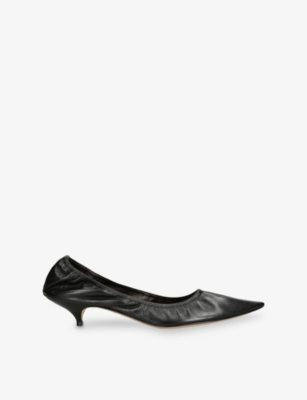 THE ROW: Uxor Kitten Leather Heeled Pumps