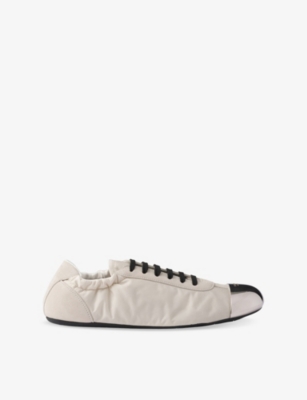 Prada Suede And Re-nylon Collapse Sneakers In White