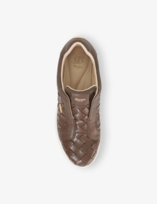 Dune Womens Brown Leather Mix Esthie Flatform Faux Leather Trainers Eur 36 / 3 Uk
