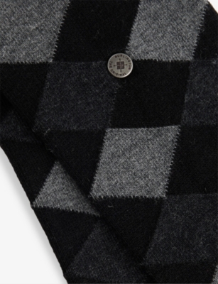 BURLINGTON MENS BLACK DANNY ARGYLE-PATTERN STRETCH COTTON-BLEND SOCKS 