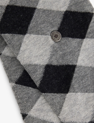Burlington Mens Light Greymel. Danny Argyle-pattern Stretch Cotton-blend Socks