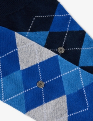 BURLINGTON: Argyle-Pattern Pack of Two Stretch Cotton-Blend Socks