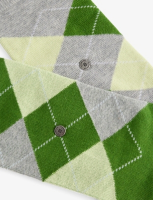 BURLINGTON: Argyle-Pattern Pack of Two Stretch Cotton-Blend Socks
