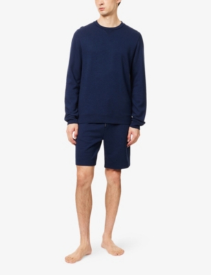 Derek Rose Mens Navy Quinn Slip-pocket Jersey Shorts