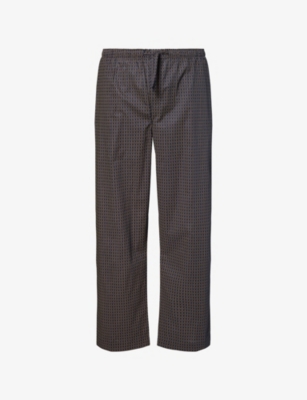 Derek Rose Mens Nelson Graphic-pattern Cotton Pyjama Bottoms Navy Xl