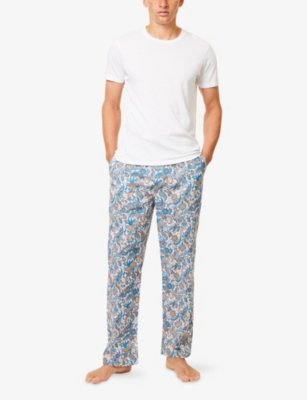 Derek Rose Mens White Floral Straight-leg Cotton-poplin Trousers Xxl In White