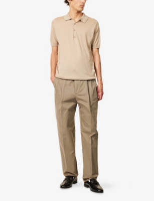 John Smedley Mens Flax Elias Short-sleeves Cotton And Cashmere Polo Shirt