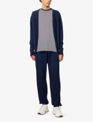 John Smedley Mens Hemingway Blue Baseball-collar Long-sleeve Wool Knitted Jacket