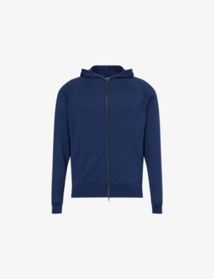John Smedley Mens Carty Raglan-sleeves Wool Hoody Hemingway Blue Xxl