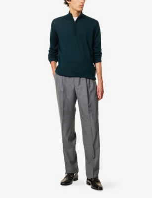John Smedley Mens Richardson Green Tapton Mock-turtleneck Wool Jumper