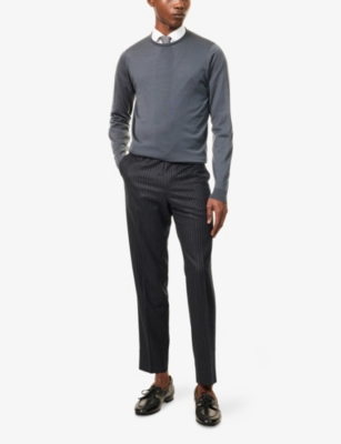 JOHN SMEDLEY: Lundy Crewneck Knitted Wool Pullover