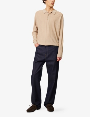 JOHN SMEDLEY: Flinn Ribbed Wool Polo Shirt