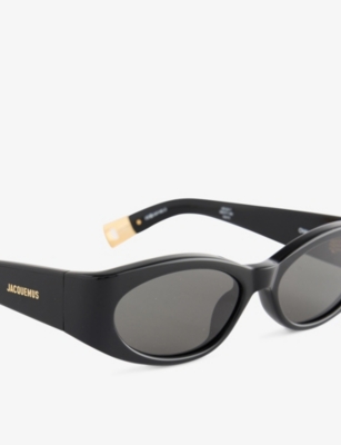 Jacquemus Les Lunettes Ovalo Black Acetate Sunglasses In Black