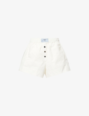 GANNI: Elasticated-Waist Cotton Shorts Cotton