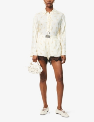 GANNI: Floral-Print Long-Sleeve Woven Shirt