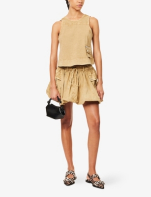GANNI: Bubble-Hem Cotton Mini Skirt