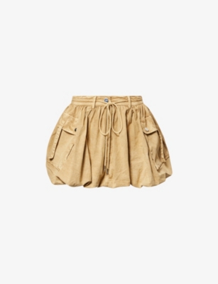 GANNI: Bubble-Hem Cotton Mini Skirt