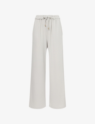Lounge Underwear Womens Grey Waffle Wide-leg Stretch-woven Trousers In Grey