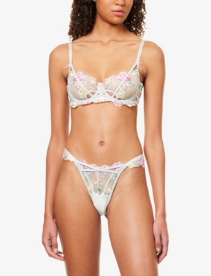 LOUNGE UNDERWEAR: Mirabel Embroidered G-String Lace Thong