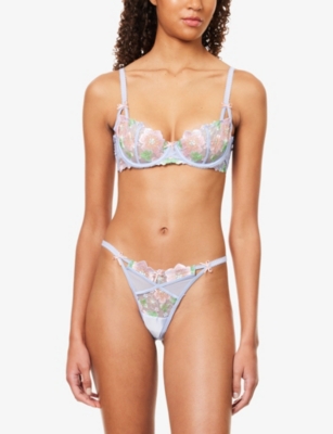 LOUNGE UNDERWEAR: Flora Plunge Embroidered Lace Bra