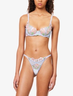 LOUNGE UNDERWEAR: Flora Embroidered G-String Lace Thong