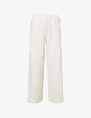 Shop Lounge Underwear Womens  Pointelle Straight-leg Mid-rise Stretch-woven Pyjama Bottoms