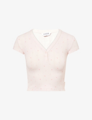 LOUNGE UNDERWEAR: Pointelle Short-Sleeve Stretch-Cotton Pyjama Top