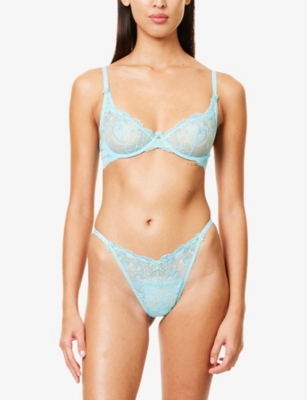 LOUNGE UNDERWEAR: Gardenia Embroidered Mesh Thong