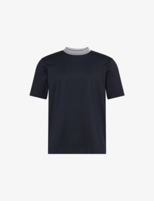 EMPORIO ARMANI: Striped-Crewneck Cotton-Jersey T-Shirt