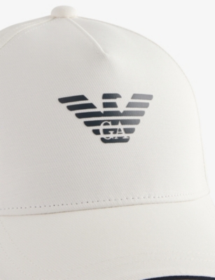 Emporio Armani Mens Off White Brand Logo-print Cotton Cap
