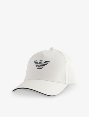 Emporio Armani Mens Off White Brand Logo-print Cotton Cap
