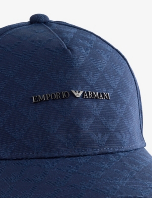 EMPORIO ARMANI: Jacquard-Print Brand Plaque Cotton Cap