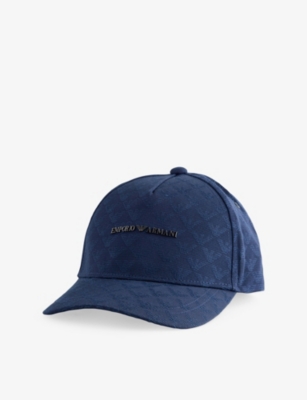 EMPORIO ARMANI: Jacquard-Print Brand Plaque Cotton Cap
