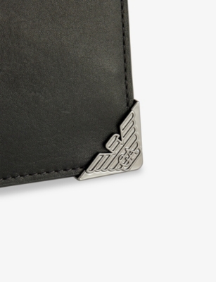 EMPORIO ARMANI: Logo-Badge Leather Card Holder
