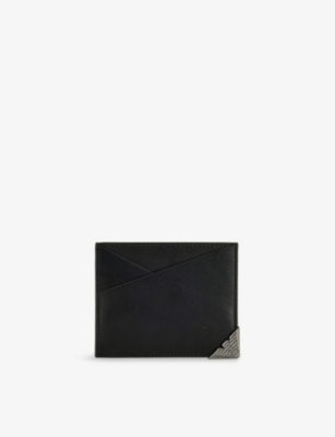 EMPORIO ARMANI: Logo-Badge Leather Card Holder