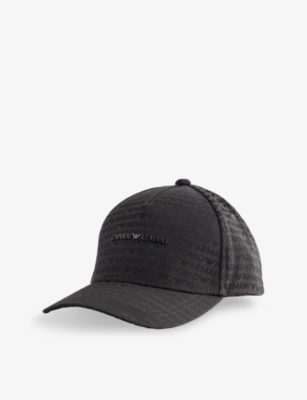 Emporio Armani Mens Bristol Black Jacquard-print Brand Plaque Cotton Cap
