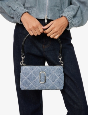 Marc Jacobs Womens Light Wash Indigo The Quilted Snapshot Convertible Denim Shoulder Bag