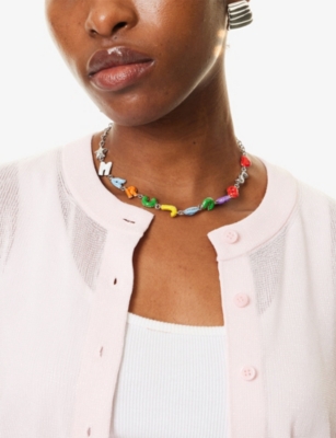 Marc Jacobs Womens Balloon Brass Necklace Silver Multi In Metallic