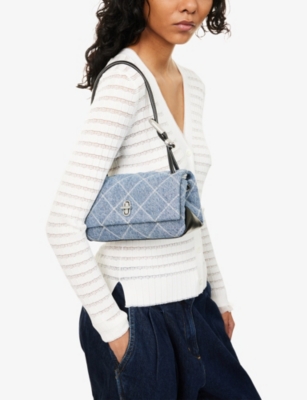 Marc Jacobs Womens Light Wash Indigo The Quilted Mini Denim Shoulder Bag