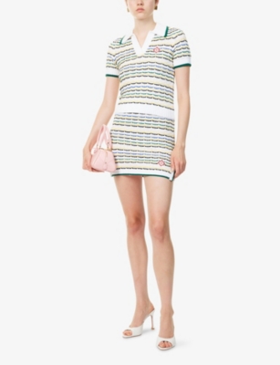 Casablanca Wool Skirt With Ribbed Hem And Side Vents In White