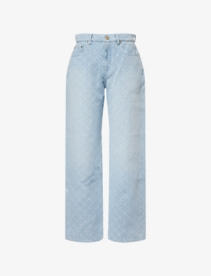 Casablanca Womens Monogram Straight-leg Denim Jeans In Blue