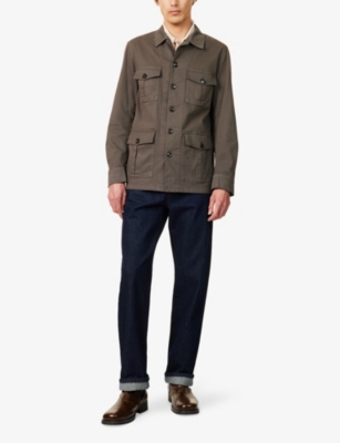 OSCAR JACOBSON: Safari Patch-Pocket Cotton Shirt Jacket