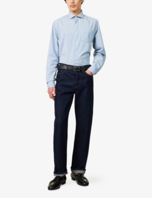 OSCAR JACOBSON: Regular-Fit Long-Sleeve Cotton-Twill Shirt