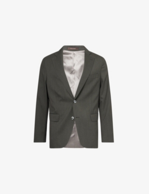 Oscar Jacobson Mens Fogerty Notch-lapel Wool Blazer Battle Green