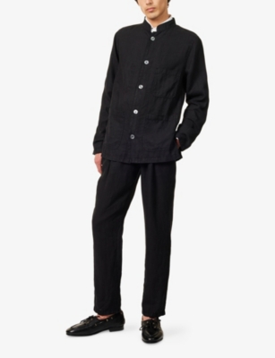 OSCAR JACOBSON: Deyton Tapered Linen Trousers