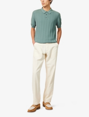 OSCAR JACOBSON: Barto Textured Cotton-Knit Polo Shirt
