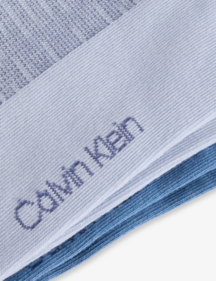 Calvin Klein Mens  Branded Space-dye Pack Of Two Trainer Socks In Blue Combo
