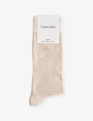 CALVIN KLEIN: Brand-Print Pack Of Two Stretch-Cotton Blend Socks