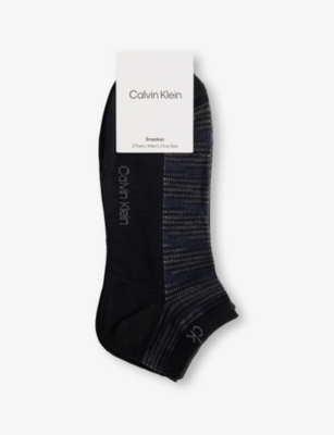 CALVIN KLEIN: Sneaker Brand-Print Pack Of Two Stretch-Cotton Blend Socks